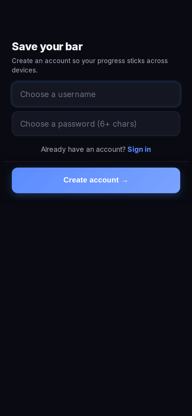 Create your account