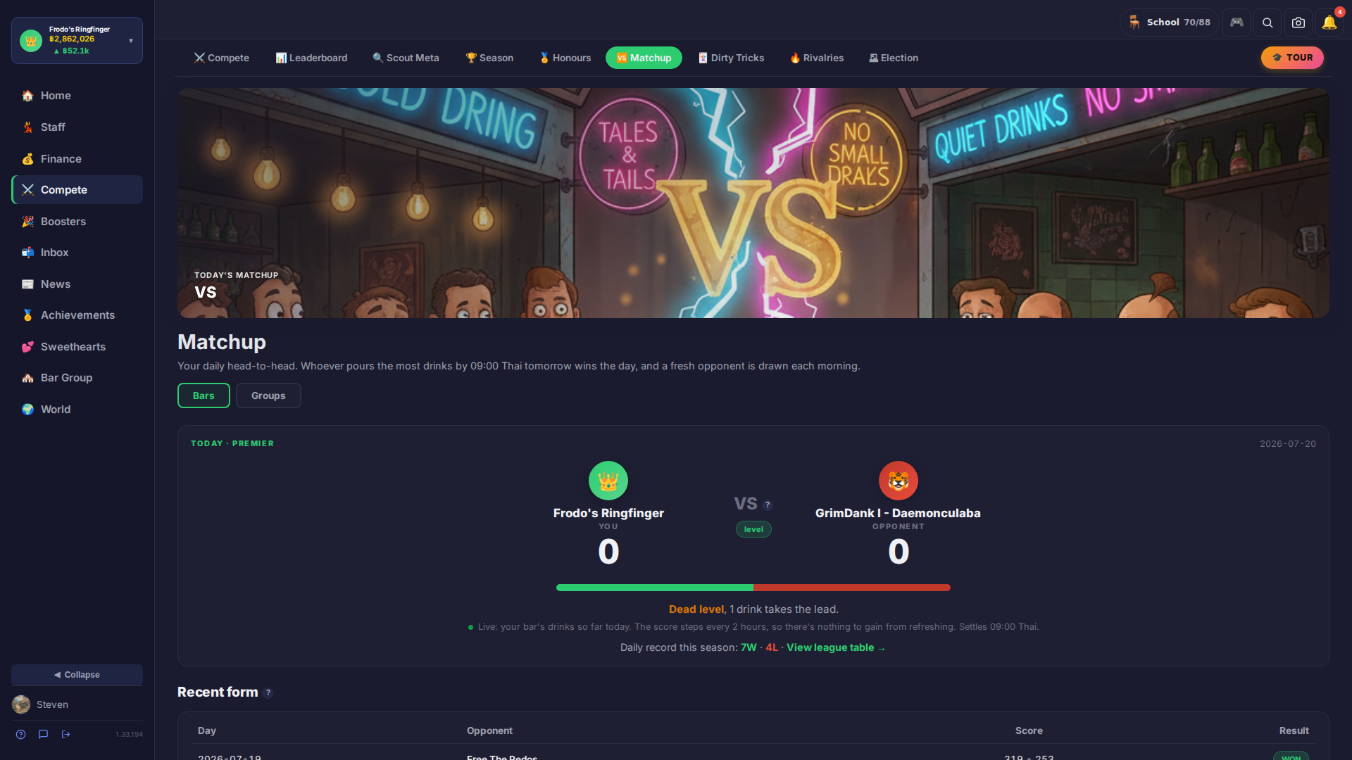 Matchup detail