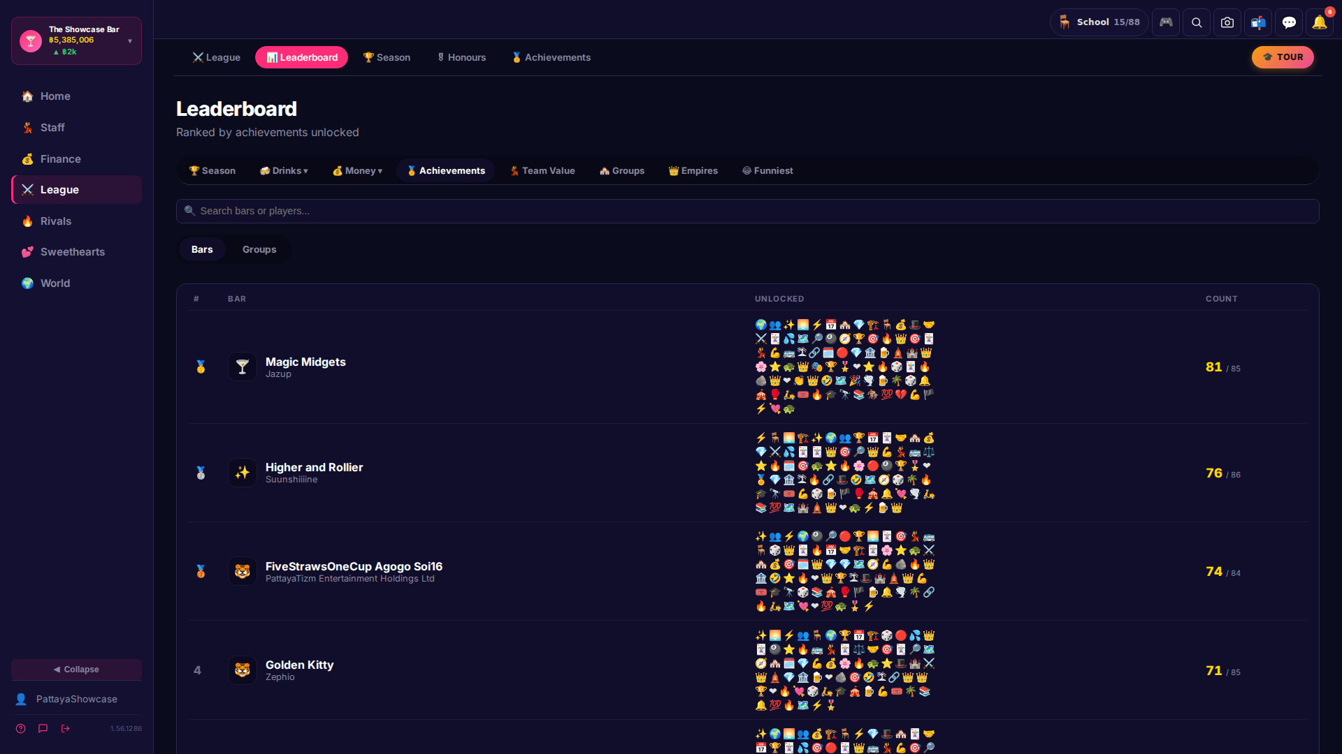 Standings: Achievements