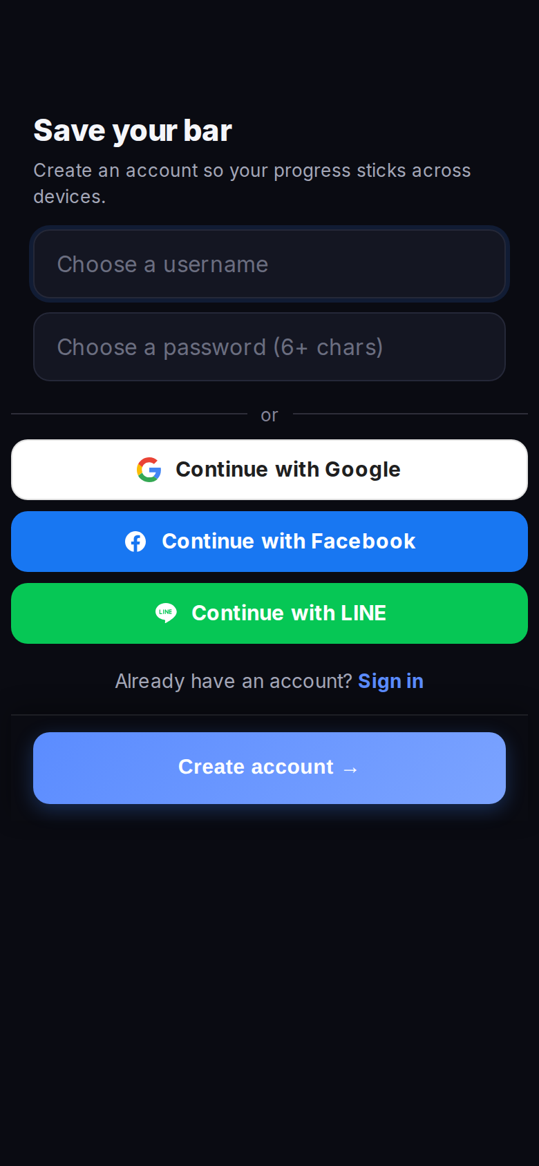Create your account